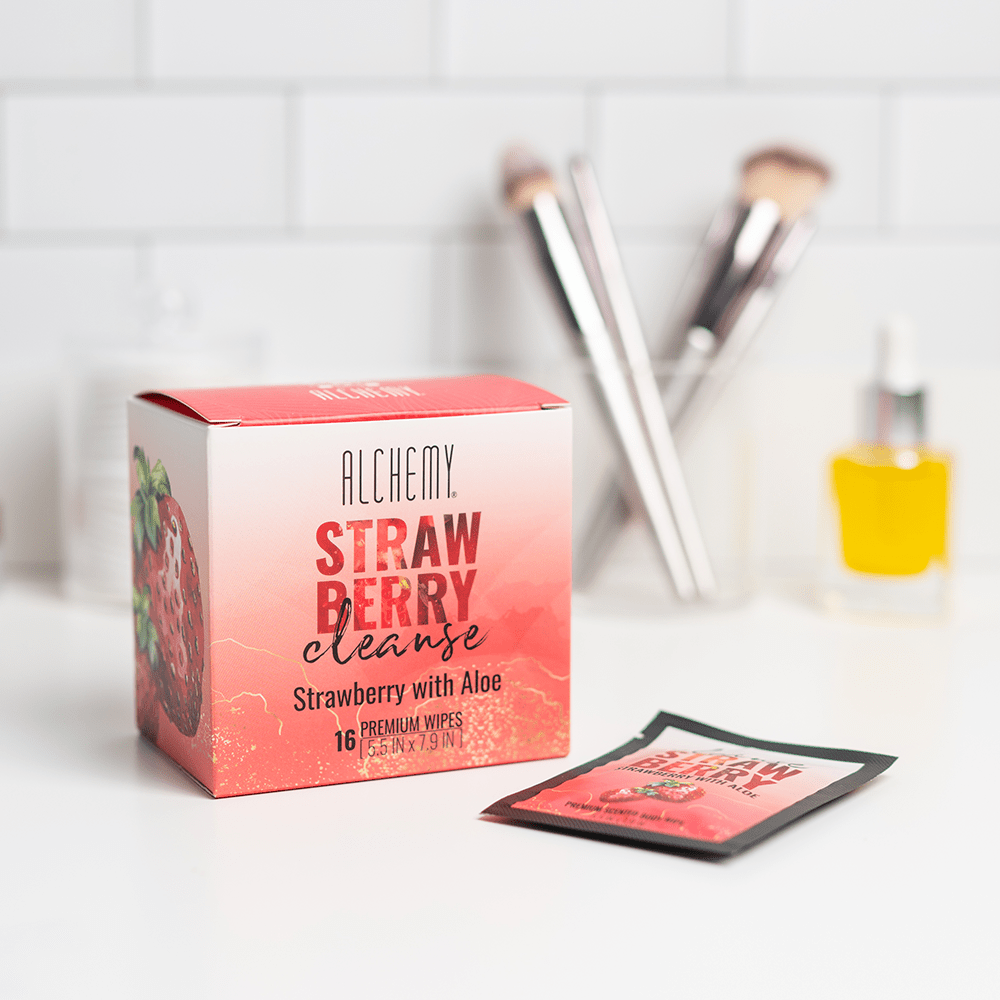 Alchemy Cleanse Strawberry Scented Wipes product features