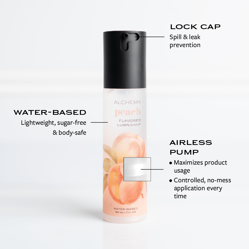 Alchemy Indulge: Peach Flavored Personal Lubricant product features