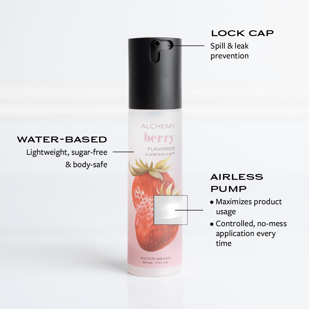Alchemy Indulge: Strawberry Flavored Personal Lubricant product features