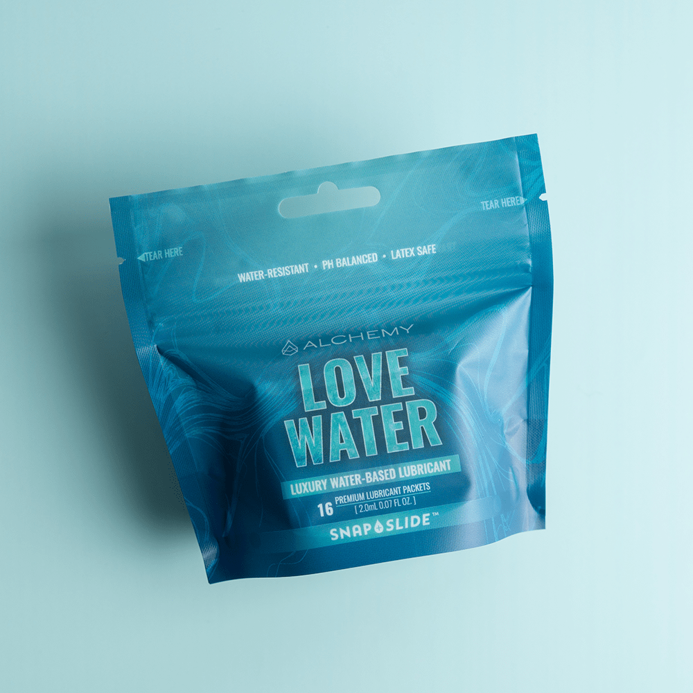 Alchemy Love Water Water-Based Snap + Slide Single-Use Personal Lubricant Packets premium pouch packaging