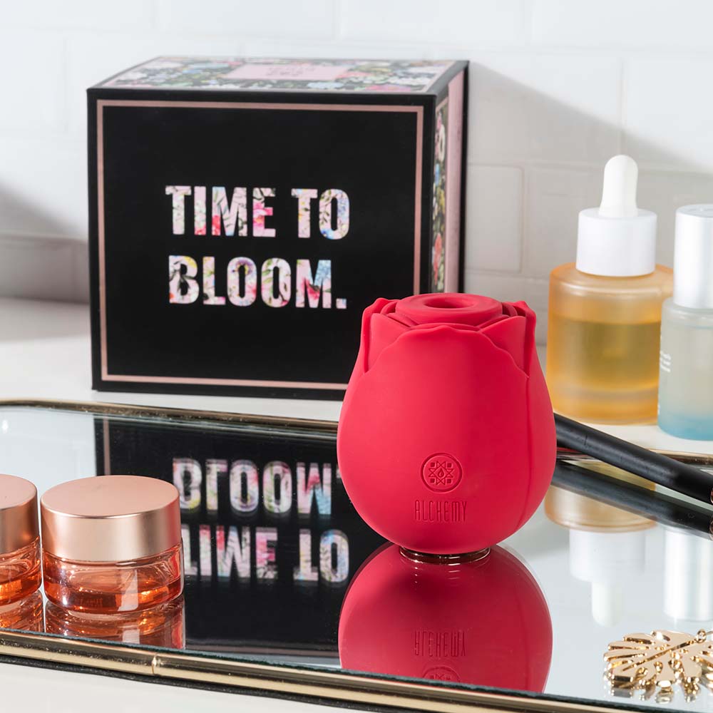 Rosebud on mirror | Nightstand with fragrances