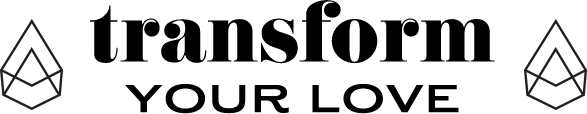 Transform Your Love: Black text with dark gray Alchemy logo icons on the left and right